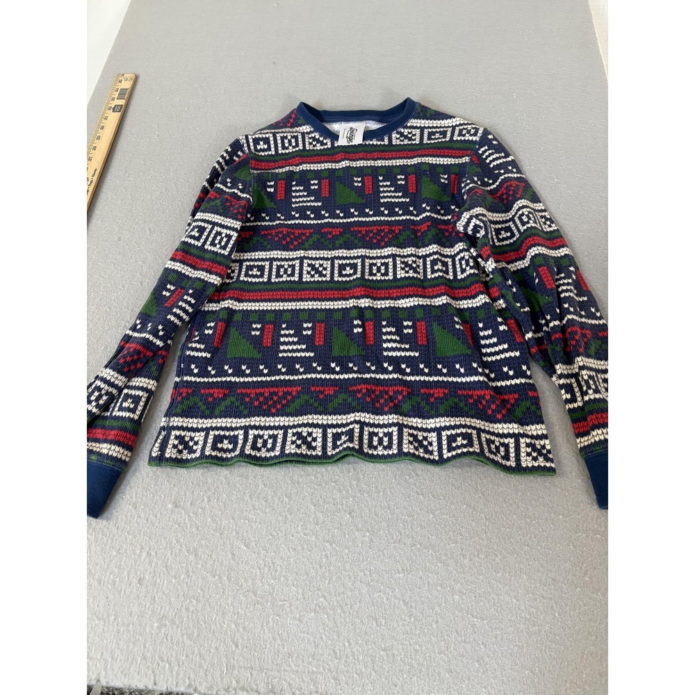 Chubbies Lounge Sweater Mens Small Blue Green Red Geometric Long Sleeve Pullover